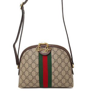 Gucci Ophidia Shoulder Bag Beige Ebony GG Supreme Canvas Brown